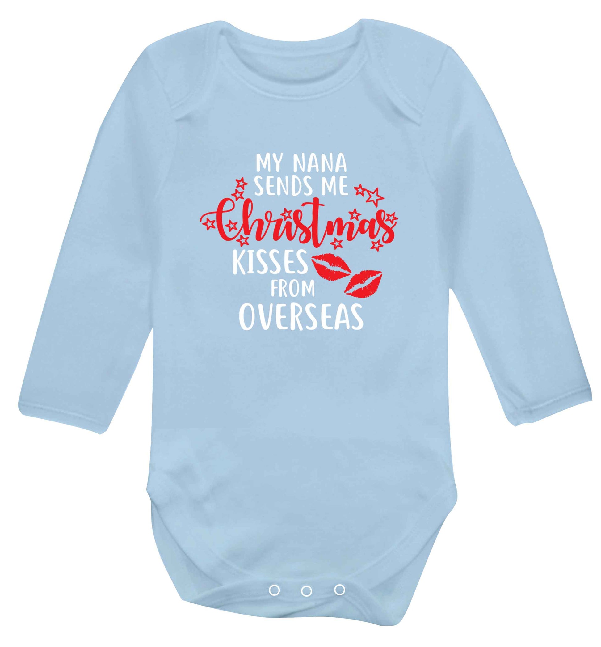 Grandma Christmas Kisses Overseas baby vest long sleeved pale blue 6-12 months
