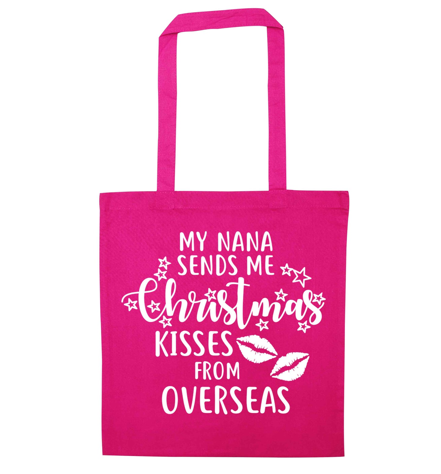 Grandma Christmas Kisses Overseas pink tote bag