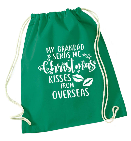 Grandad Christmas Kisses Overseas green drawstring bag