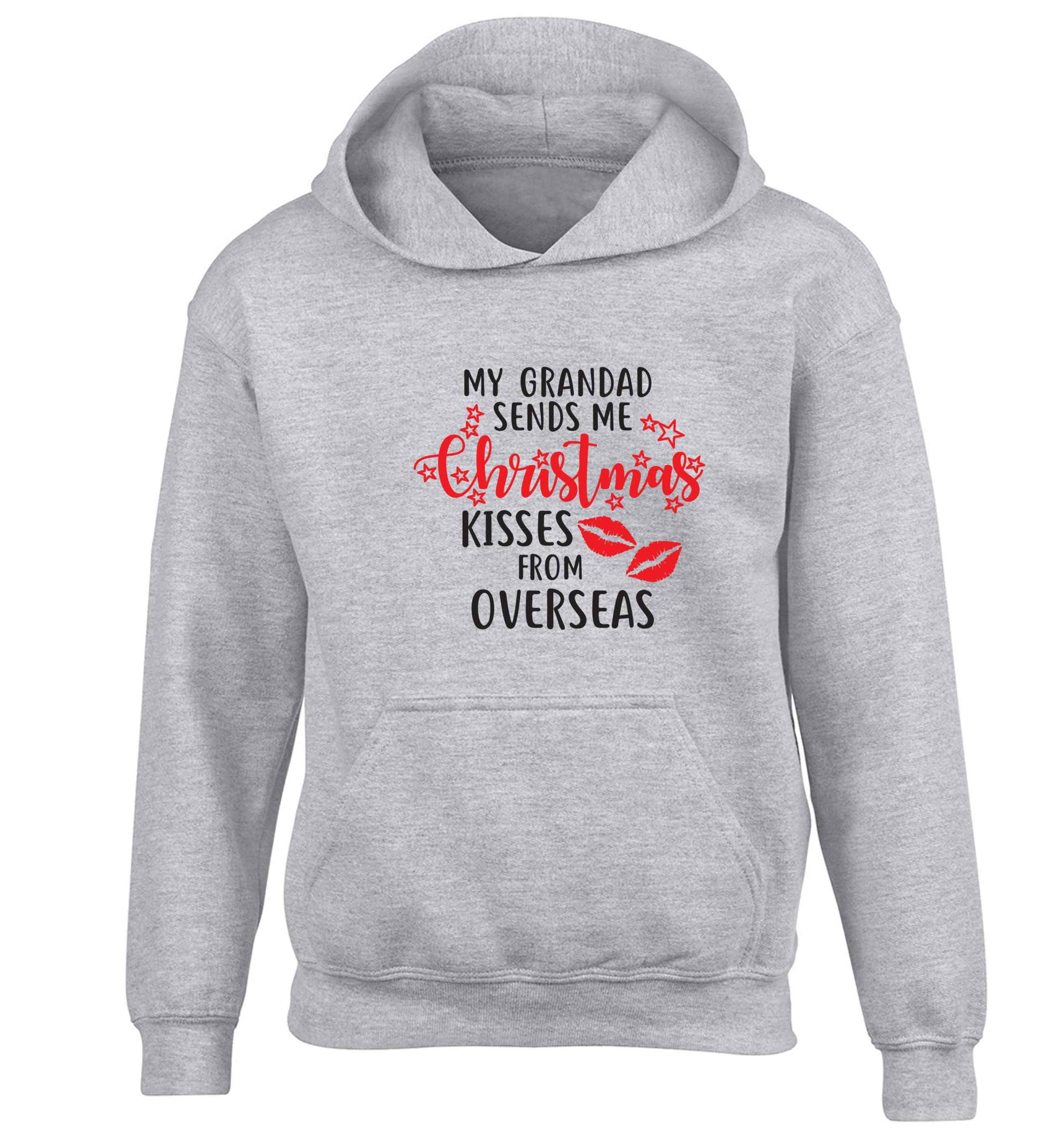 Grandad Christmas Kisses Overseas children's grey hoodie 12-13 Years