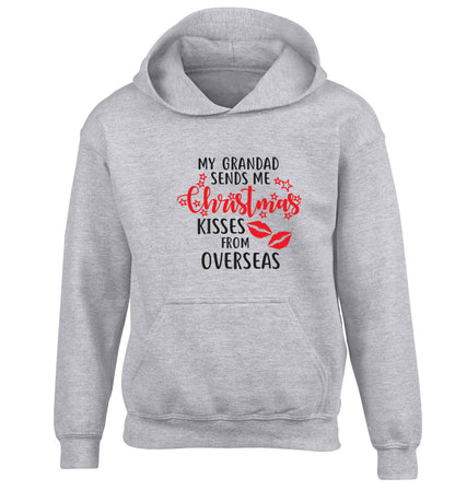 Grandad Christmas Kisses Overseas children's grey hoodie 12-13 Years