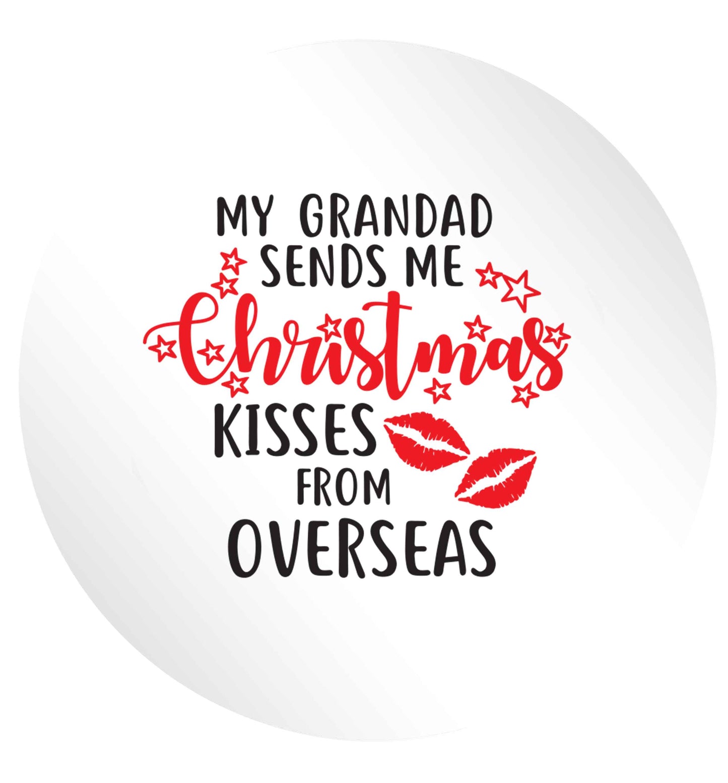 Grandad Christmas Kisses Overseas 24 @ 45mm matt circle stickers
