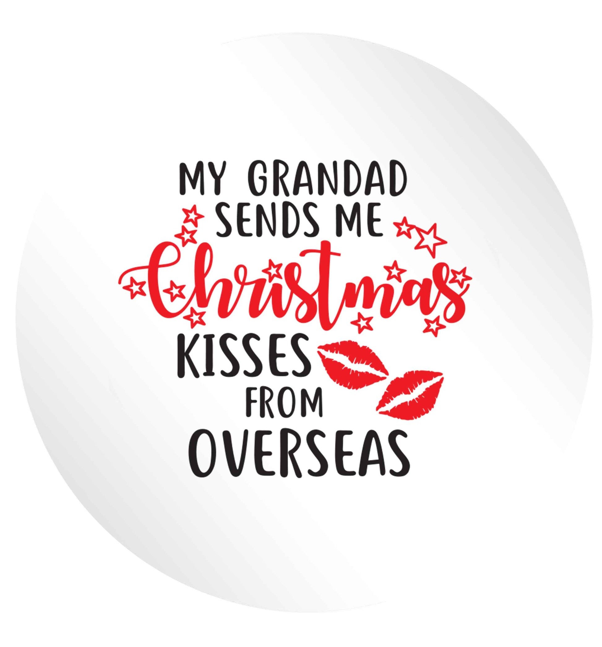 Grandad Christmas Kisses Overseas 24 @ 45mm matt circle stickers