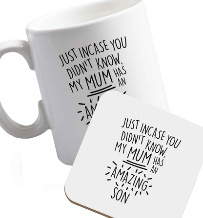 10 oz Just incase you didn't know my mum has an amazing son ceramic mug and coaster set right handed