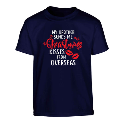 Brother Christmas Kisses Overseas Children's navy Tshirt 12-13 Years