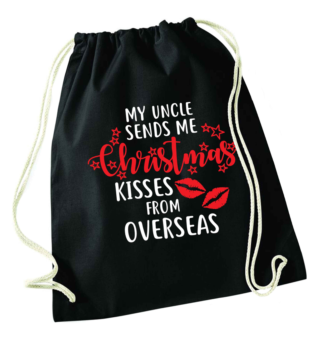 Brother Christmas Kisses Overseas black drawstring bag