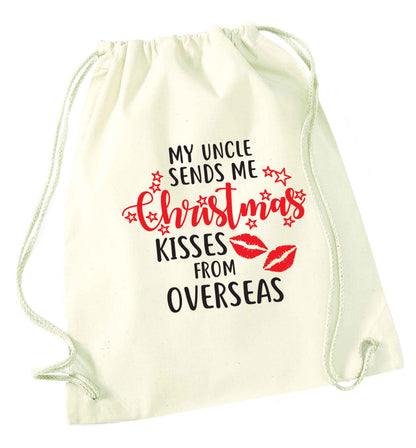 Brother Christmas Kisses Overseas natural drawstring bag