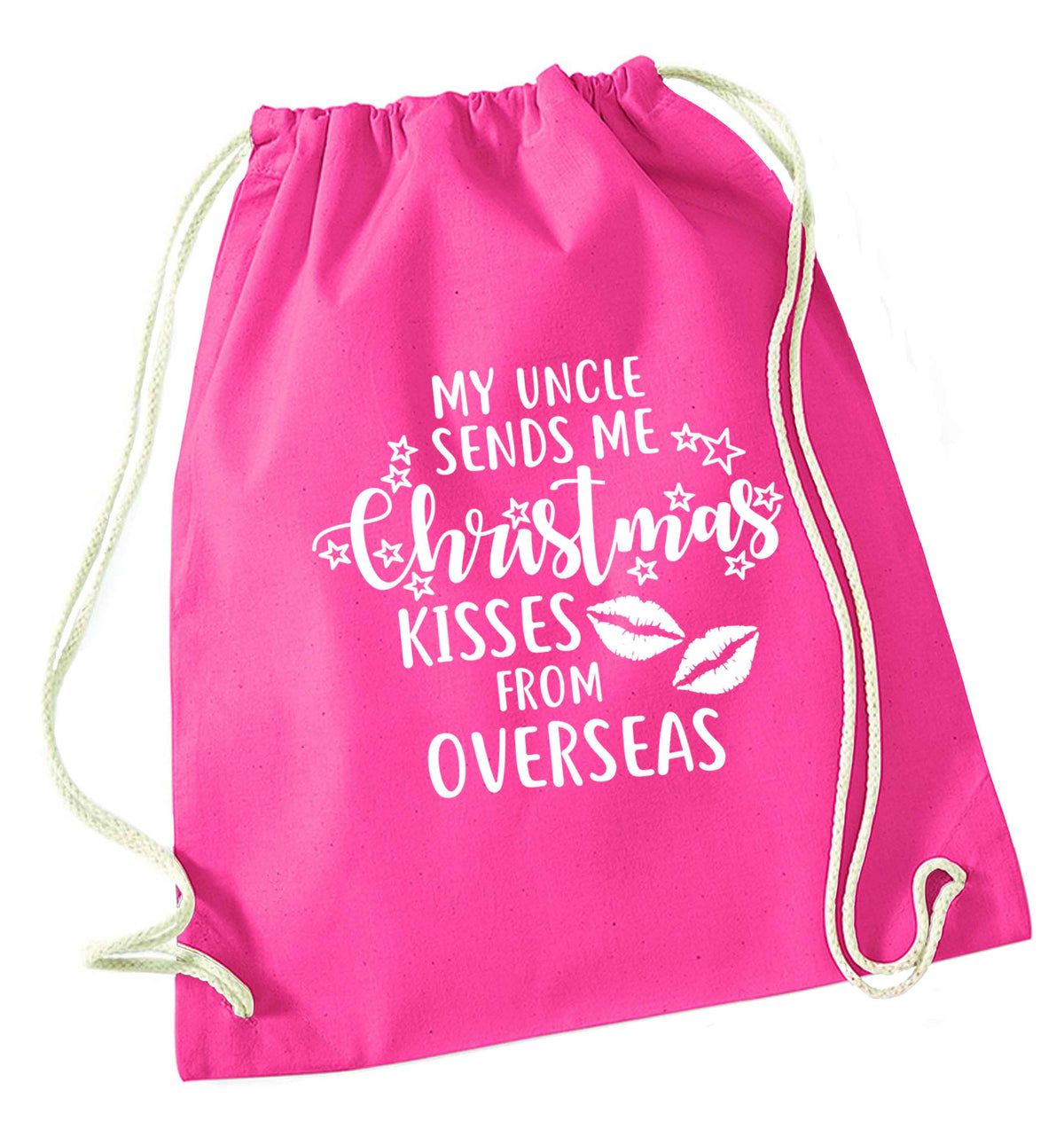 Brother Christmas Kisses Overseas pink drawstring bag
