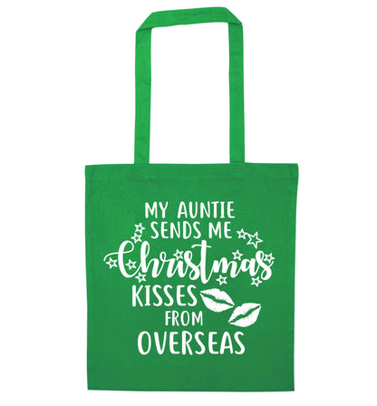 Auntie Christmas Kisses Overseas green tote bag