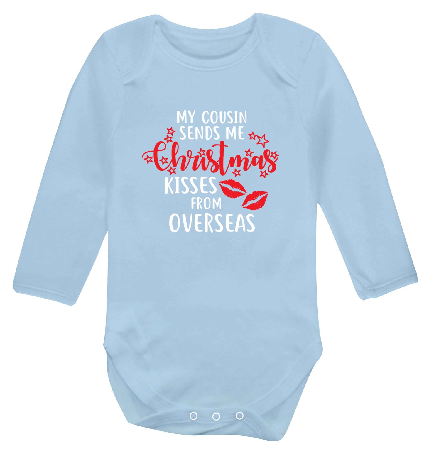 Auntie Christmas Kisses Overseas baby vest long sleeved pale blue 6-12 months