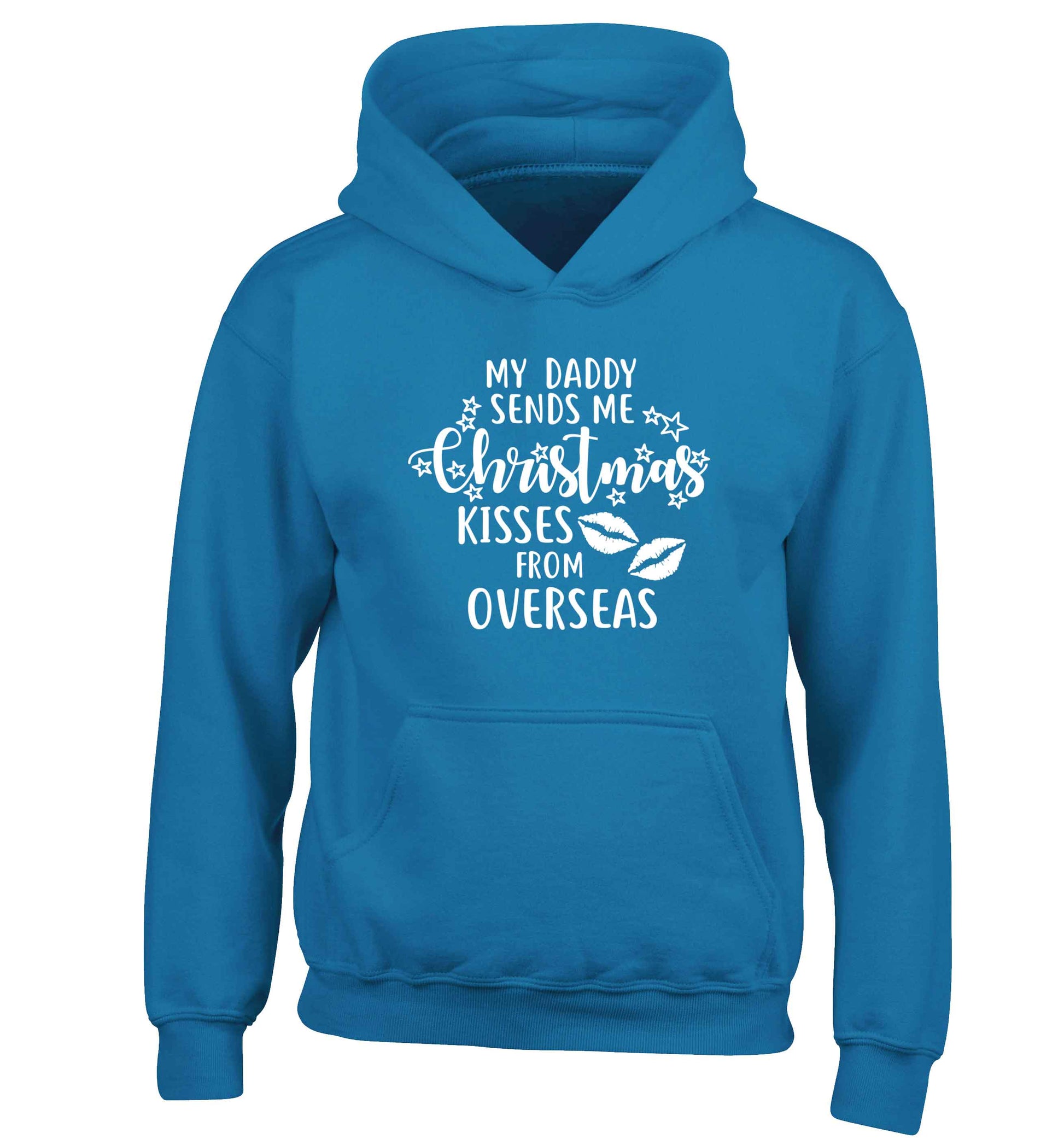 Daddy Christmas Kisses Overseas children's blue hoodie 12-13 Years