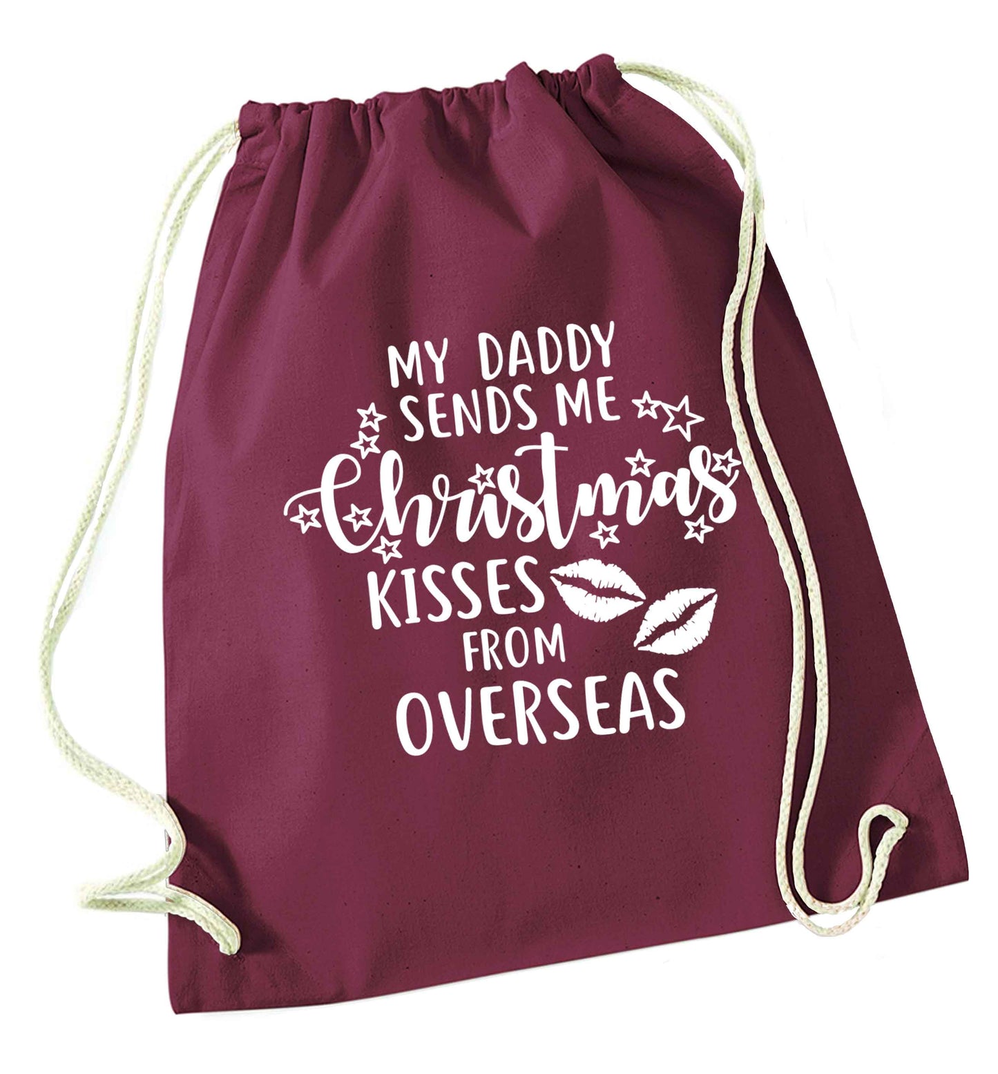 Daddy Christmas Kisses Overseas maroon drawstring bag