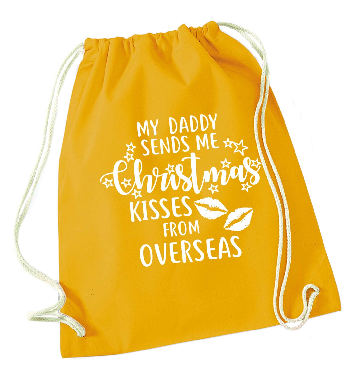 Daddy Christmas Kisses Overseas mustard drawstring bag