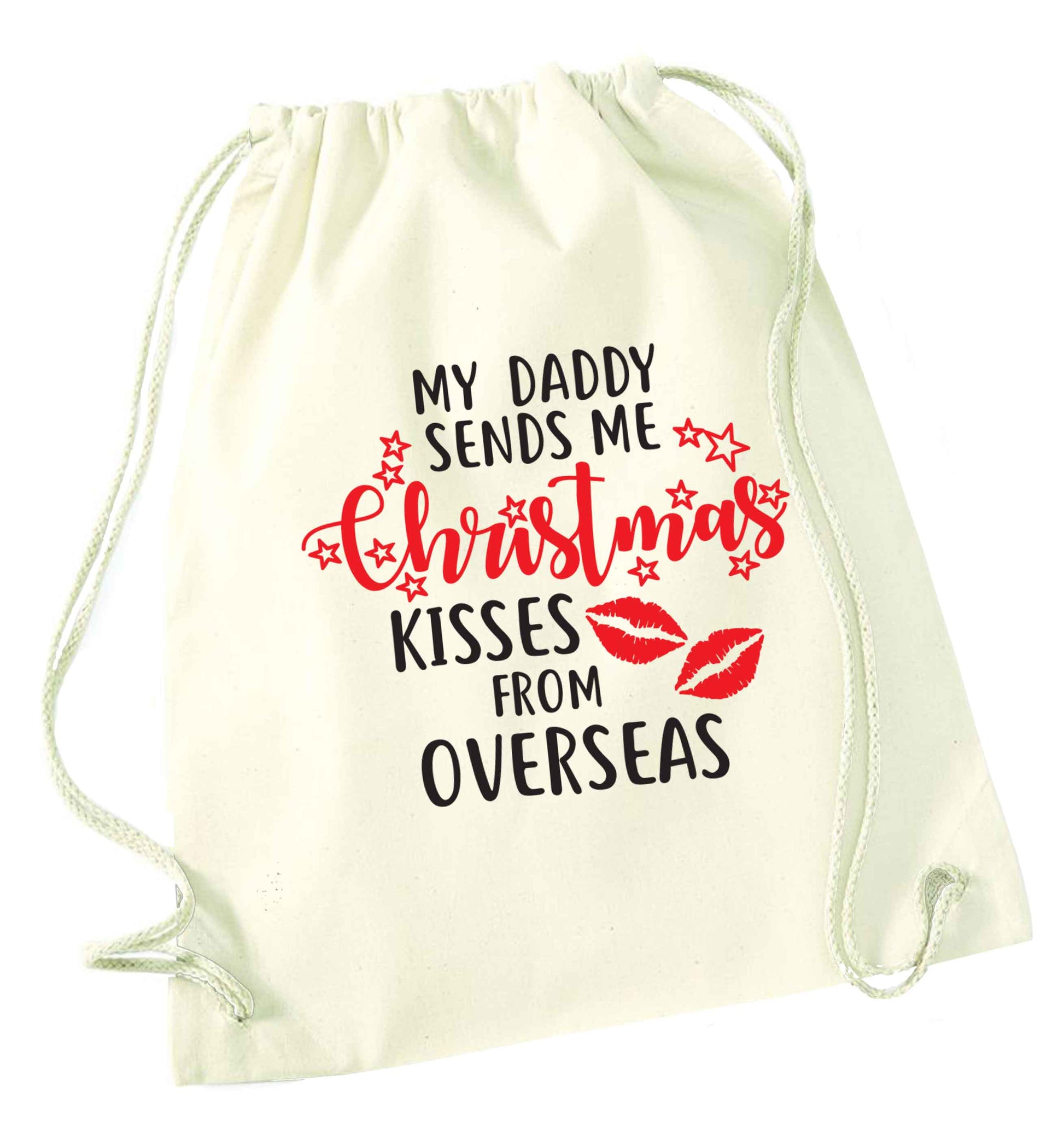 Daddy Christmas Kisses Overseas natural drawstring bag