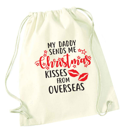 Daddy Christmas Kisses Overseas natural drawstring bag