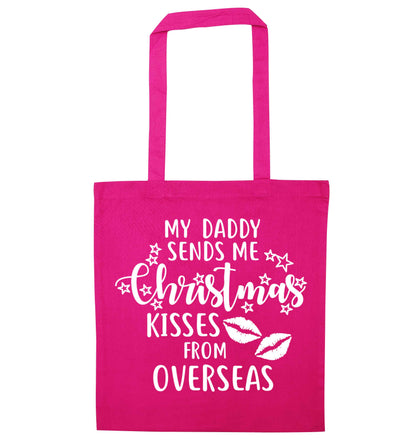 Daddy Christmas Kisses Overseas pink tote bag