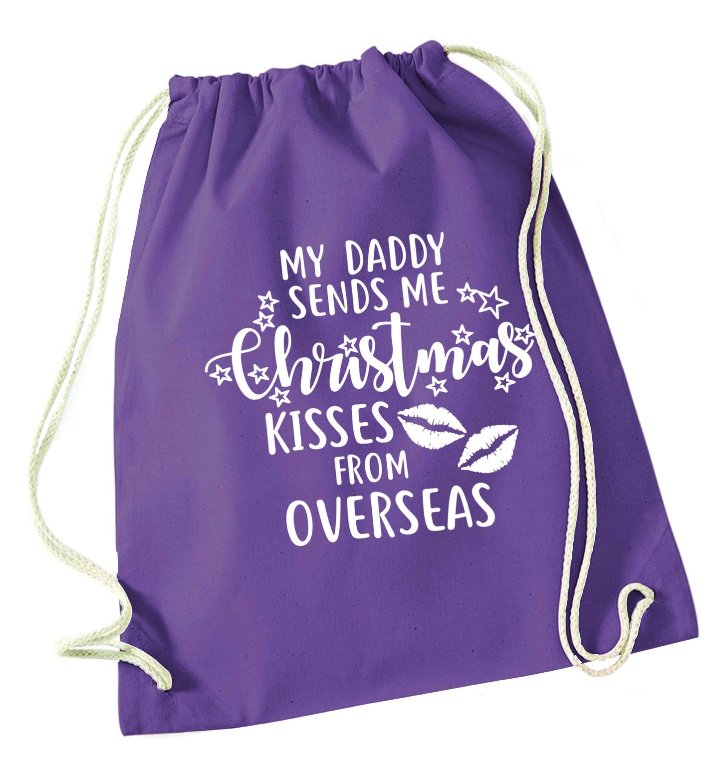 Daddy Christmas Kisses Overseas purple drawstring bag