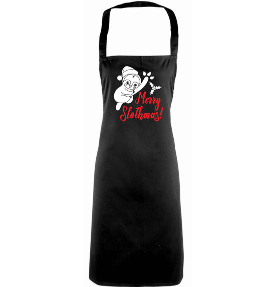 Merry Slothmas adults black apron