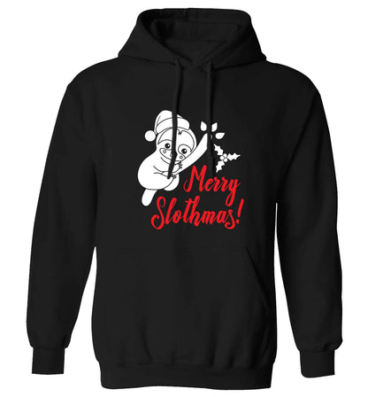 Merry Slothmas adults unisex black hoodie 2XL