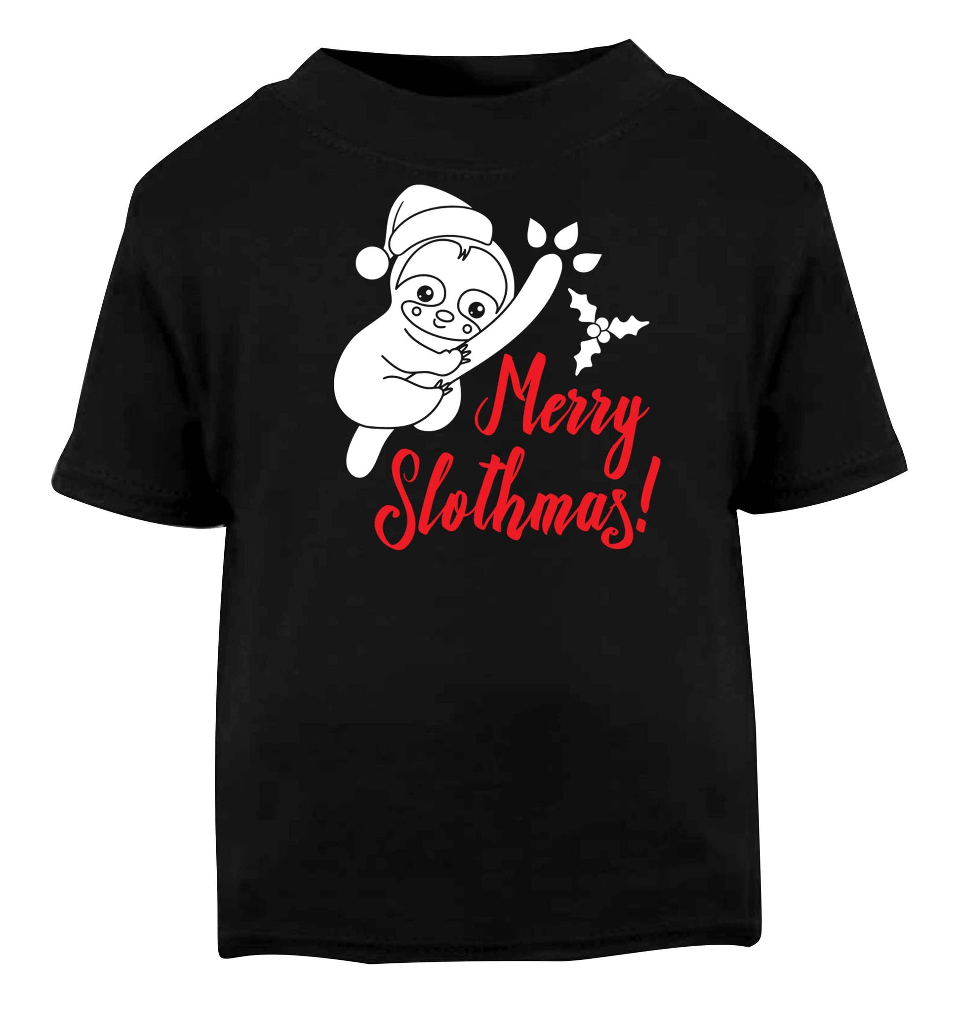 Merry Slothmas Black baby toddler Tshirt 2 years