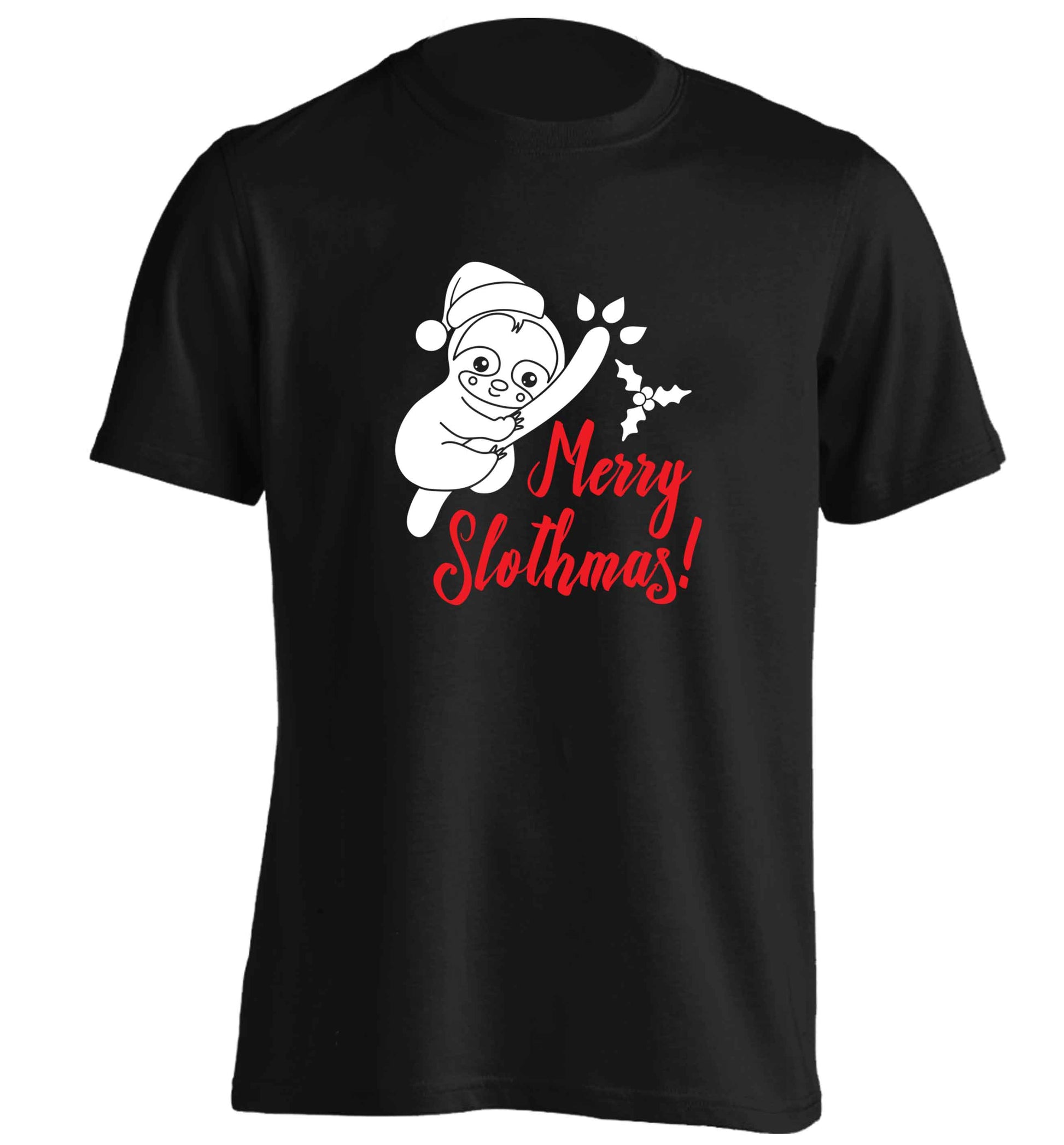 Merry Slothmas adults unisex black Tshirt 2XL