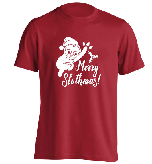 Merry Slothmas adults unisex red Tshirt 2XL