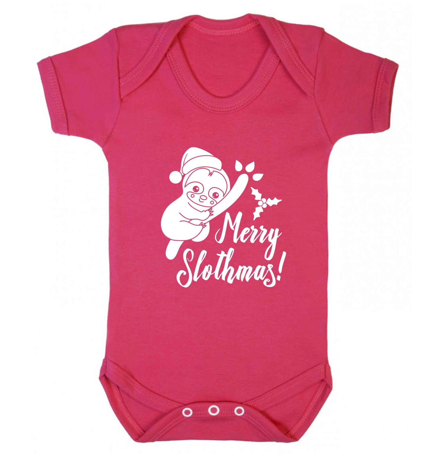 Merry Slothmas baby vest dark pink 18-24 months