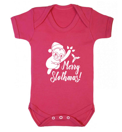 Merry Slothmas baby vest dark pink 18-24 months