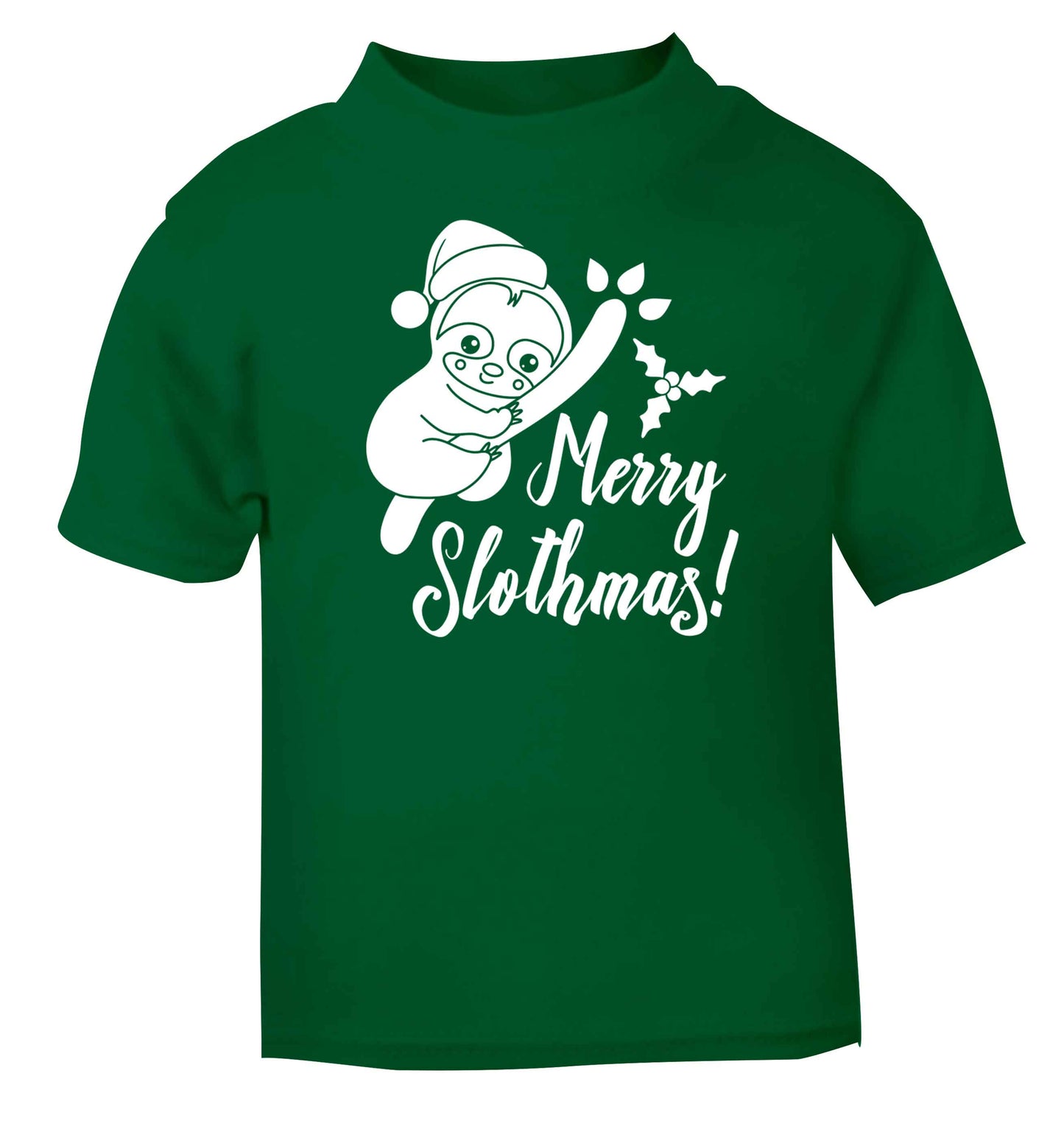 Merry Slothmas green baby toddler Tshirt 2 Years