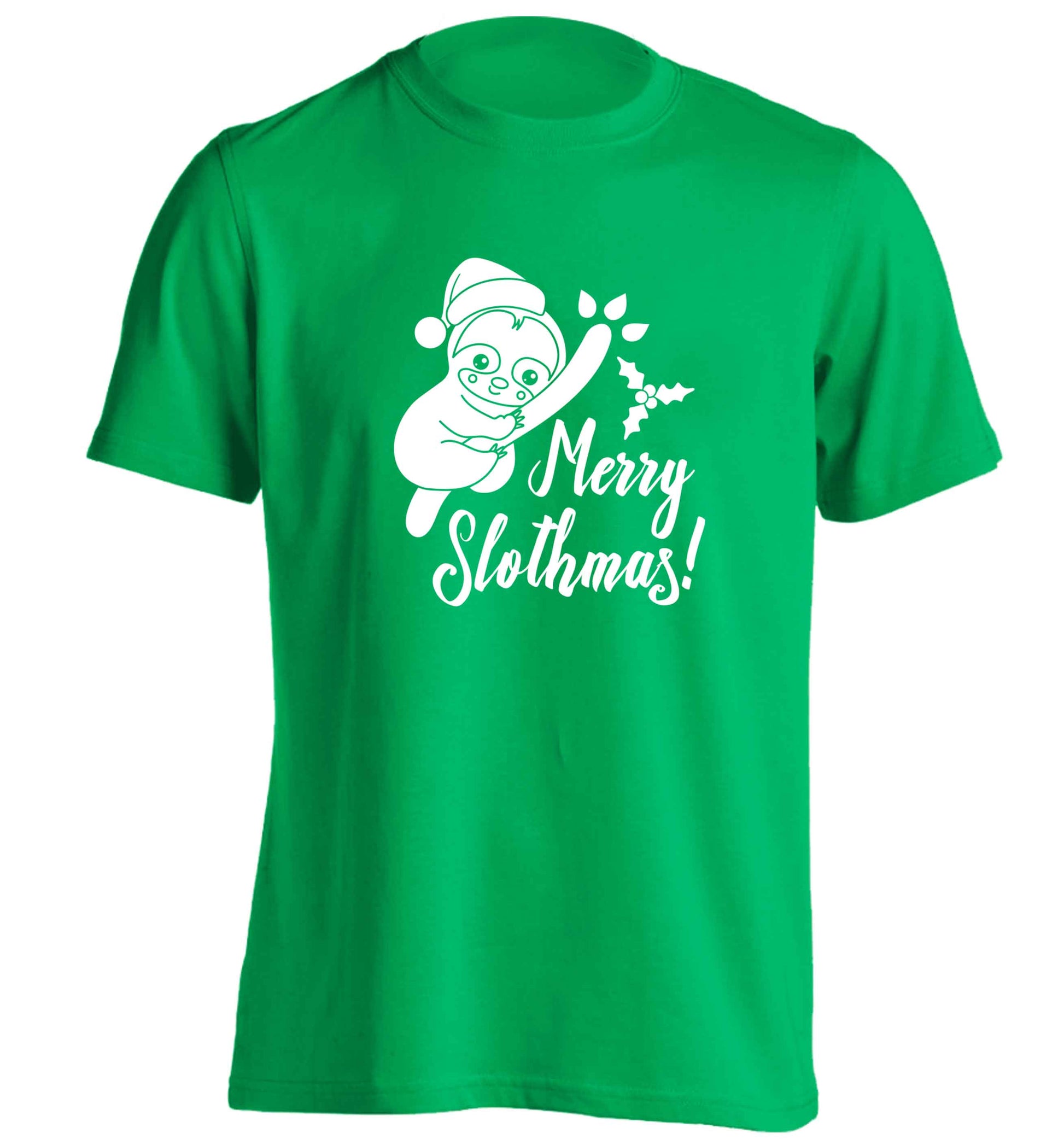 Merry Slothmas adults unisex green Tshirt 2XL