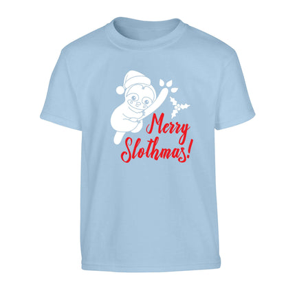 Merry Slothmas Children's light blue Tshirt 12-13 Years