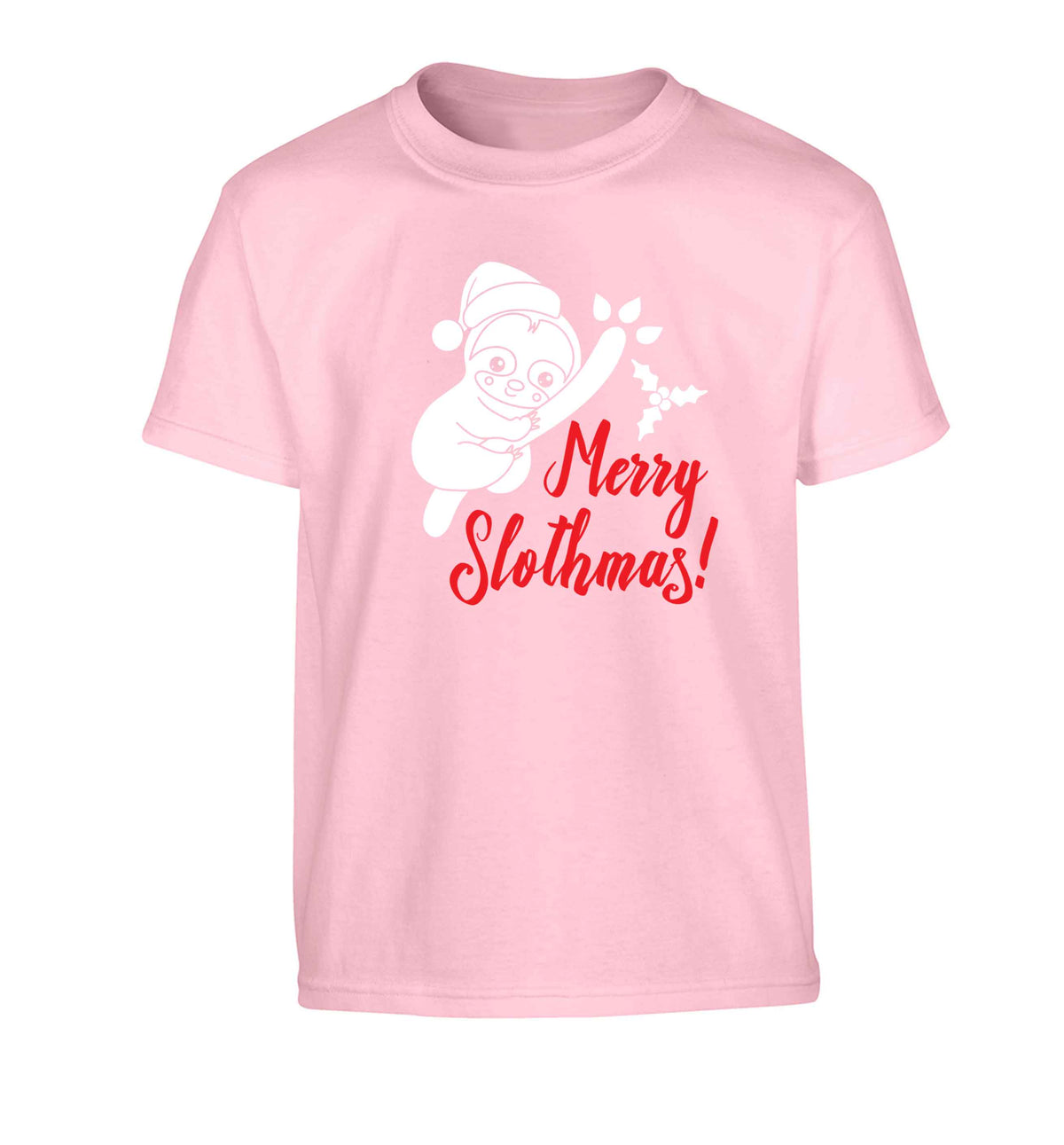 Merry Slothmas Children's light pink Tshirt 12-13 Years