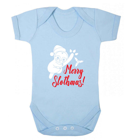 Merry Slothmas baby vest pale blue 18-24 months