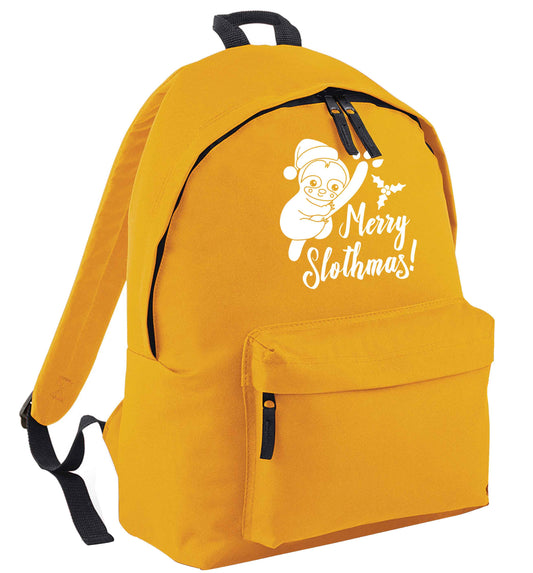 Merry Slothmas mustard adults backpack
