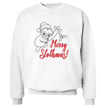 Merry Slothmas adult's unisex white sweater 2XL