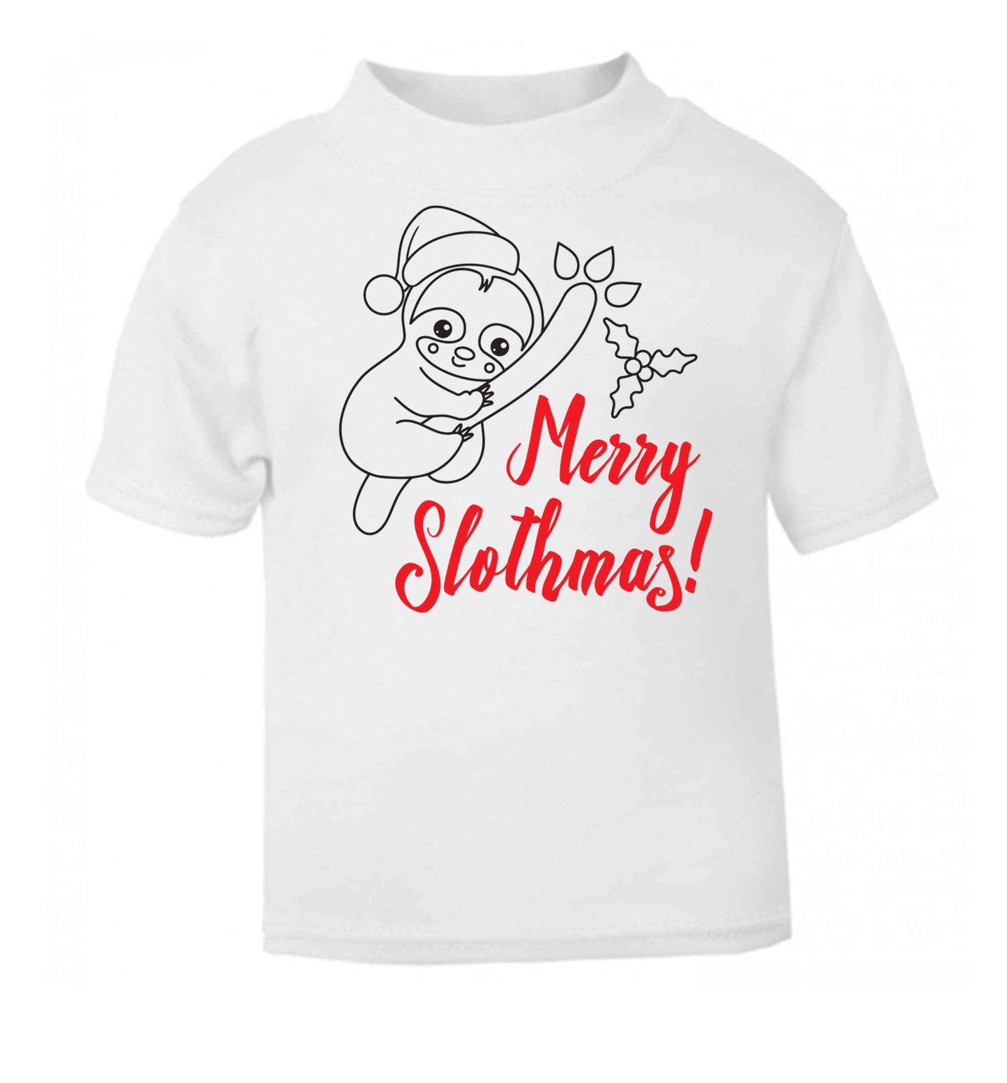 Merry Slothmas white baby toddler Tshirt 2 Years