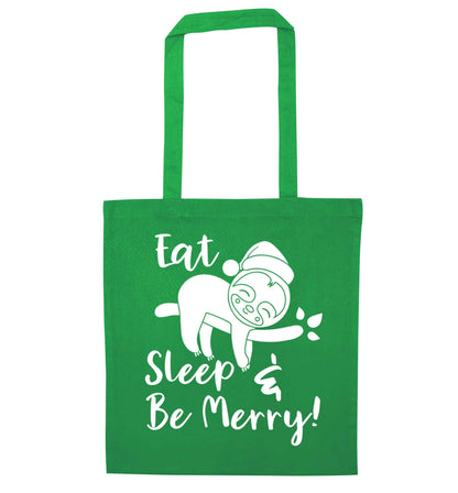 Merry Slothmas green tote bag
