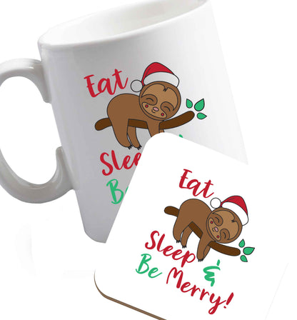 10 oz Favourite Type Pan Pancake ceramic mug and coaster set right handed