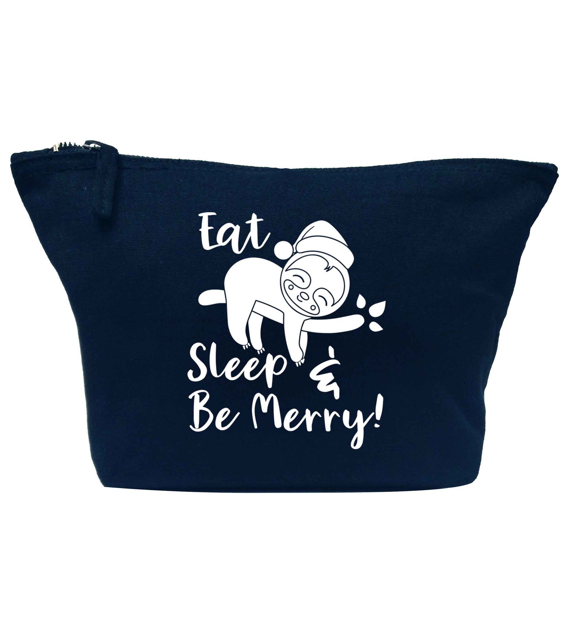 Merry Slothmas navy makeup bag