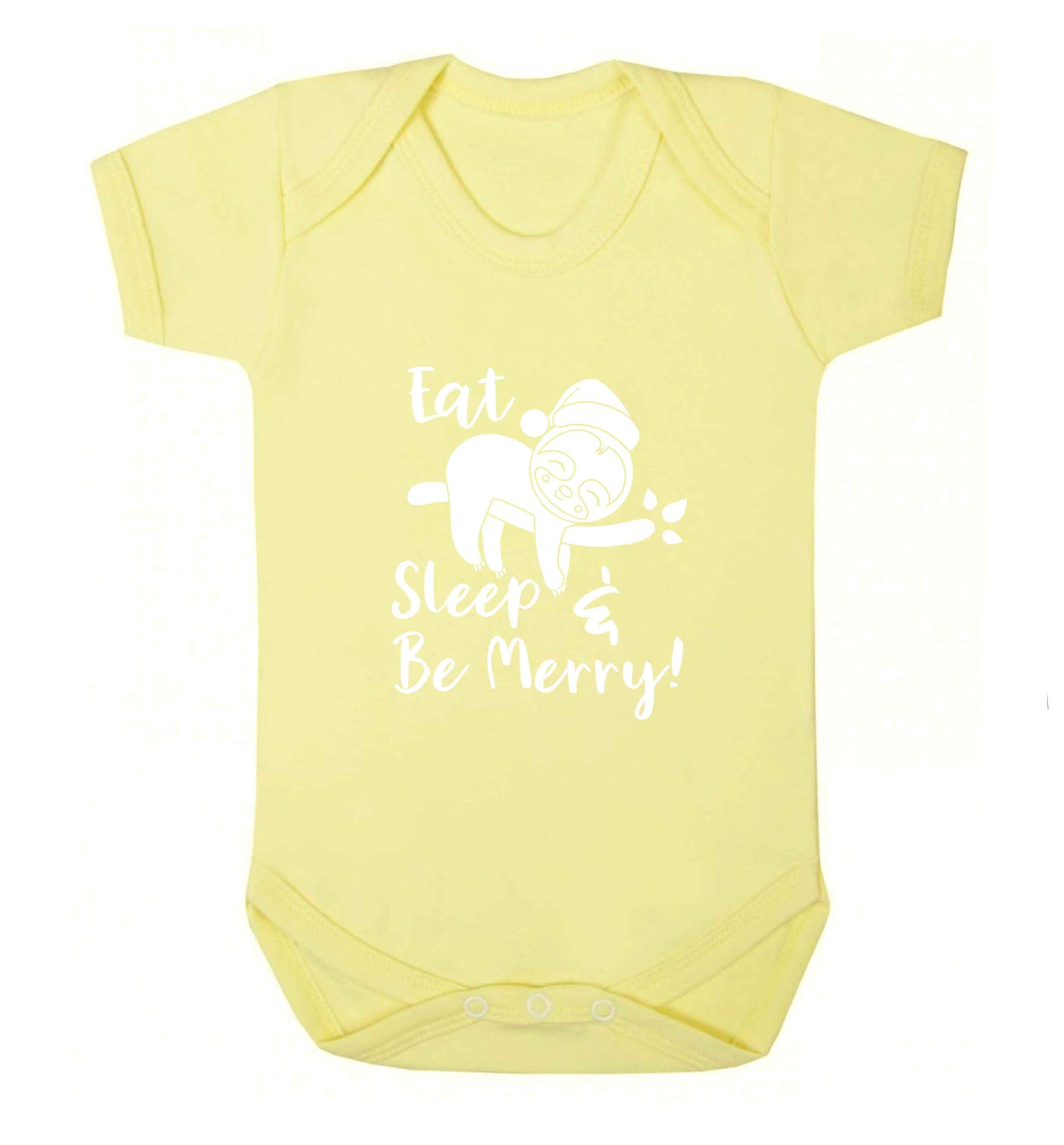 Merry Slothmas baby vest pale yellow 18-24 months