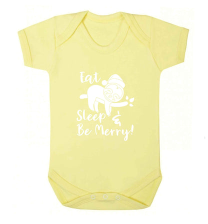 Merry Slothmas baby vest pale yellow 18-24 months