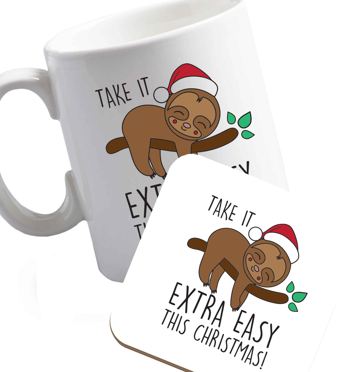 10 oz Favourite Type Pan Pancake ceramic mug and coaster set right handed