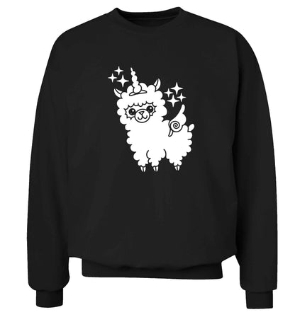 Llamacorn llama unicorn adult's unisex black sweater 2XL