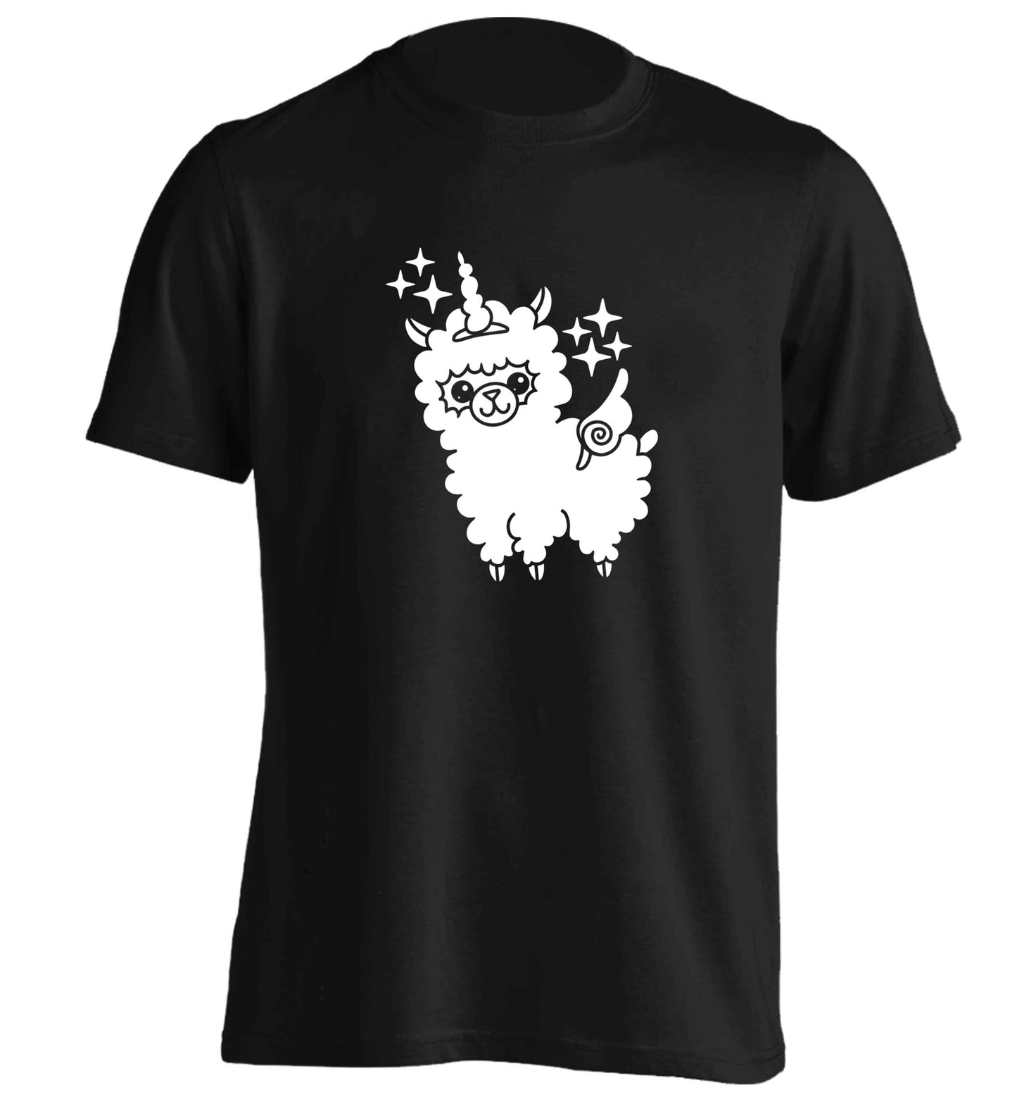 Llamacorn llama unicorn adults unisex black Tshirt 2XL