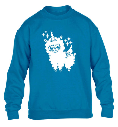 Llamacorn llama unicorn children's blue sweater 12-13 Years