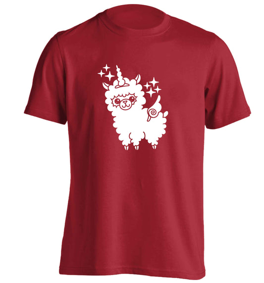 Llamacorn llama unicorn adults unisex red Tshirt 2XL