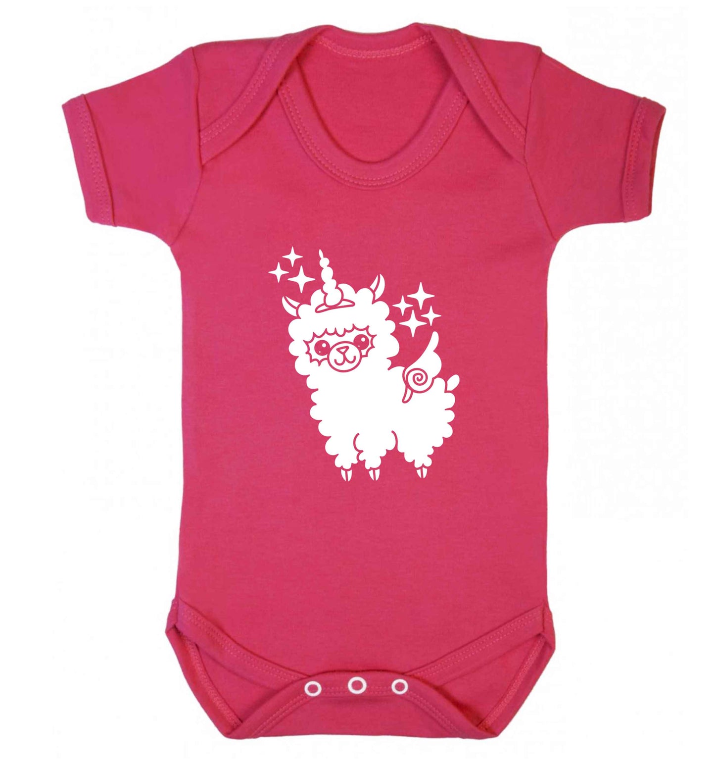 Llamacorn llama unicorn baby vest dark pink 18-24 months