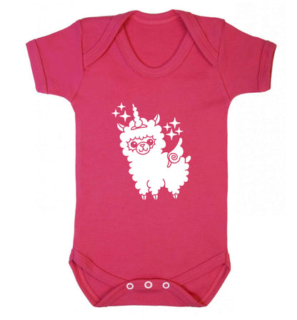 Llamacorn llama unicorn baby vest dark pink 18-24 months