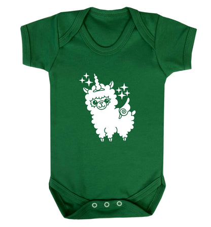 Llamacorn llama unicorn baby vest green 18-24 months