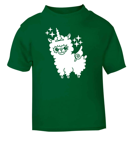 Llamacorn llama unicorn green baby toddler Tshirt 2 Years
